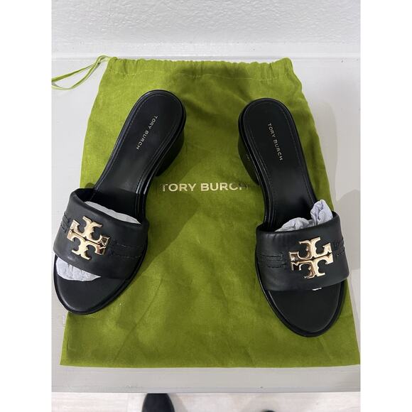 Tory Burch Black and Gold Heels - Picture 7 of 8